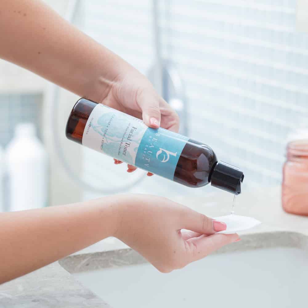 Square-8oz-Toner-In-Use Natural & Safe Facial Toner with Rose Water